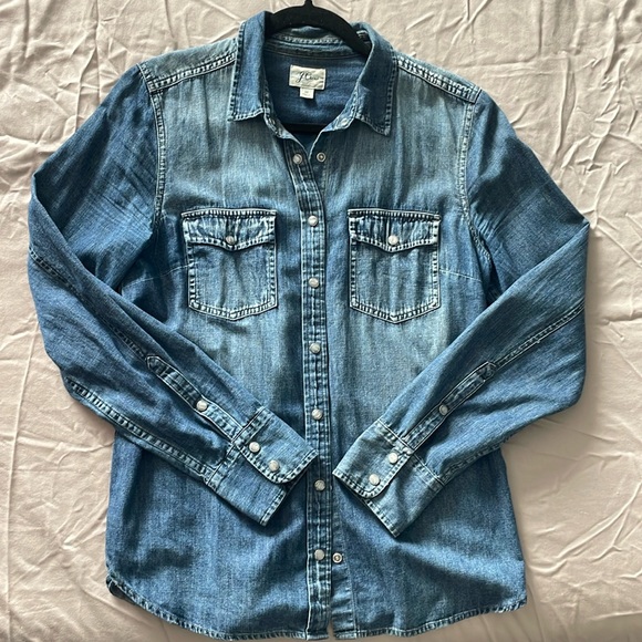 J.crew Western Chambray Shirt Sz 10 - Picture 2 of 6